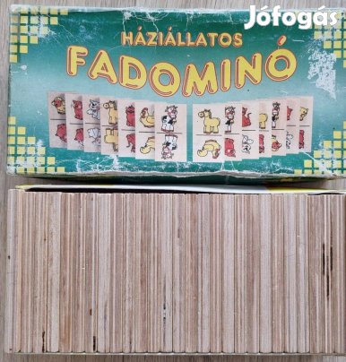 Háziállatos fadominó dobozban - 27db