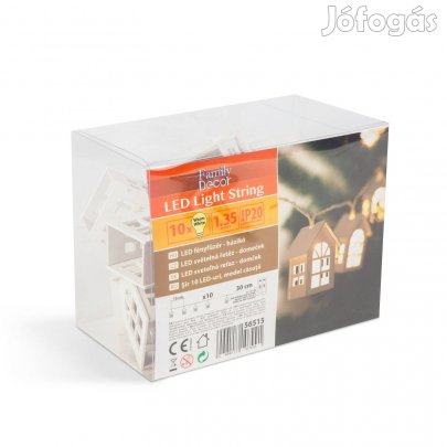 Házikó LED Fényfüzér - 10 LED - 1,35 méter - melegfehér - 2 x AA