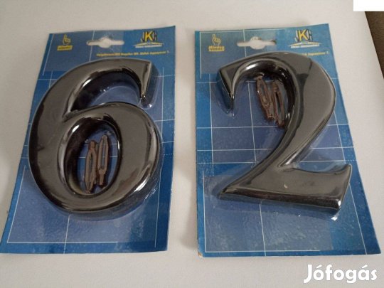 Házszám porcelán kerámia fekete bontatlan 12 cm Új