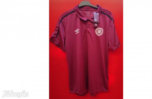 Heart of Midlothian FC eredeti bordó Umbro galléros mez póló (XL)