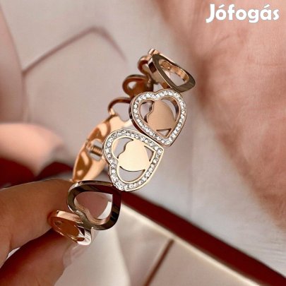 Heart rosegold nemesacél karkötő