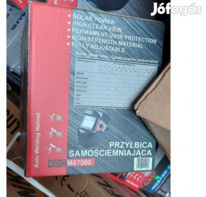 Hegesztőpajzs, nagy látómezővel, napelemes automata UV szűrős fejpajzs