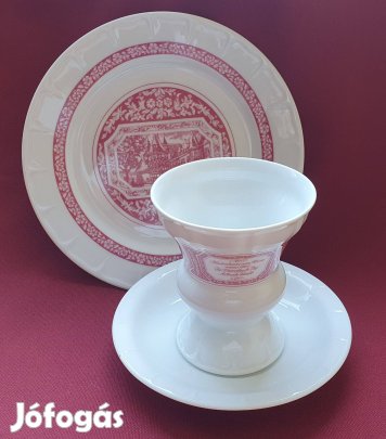 Heinrich Rüdesheim német porcelán reggeliző szett csésze tányér
