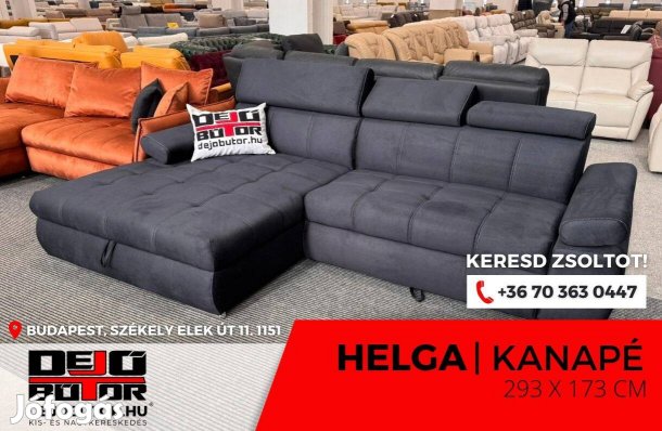 Helga L sarok kanapé ülőgarnitúra 293x173 cm ágyazható acél szürke