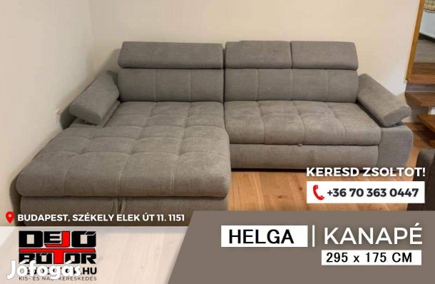 Helga L sarok kanapé ülőgarnitúra 293x173 cm ágyazható egér szürke