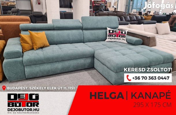Helga rugós sarok kanapé ülőgarnitúra 293x173 cm ágyazható menta