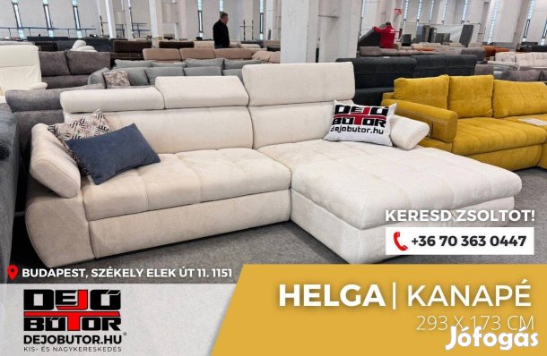 Helga rugós sarok kanapé ülőgarnitúra 296x175 cm ágyazható hófehér