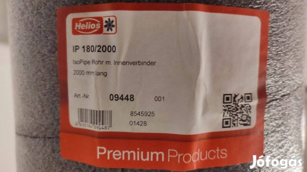Helios IP180/2000 Isopipe szellőzőcső eladó. NÁ180mm, L=2000mm, 1db