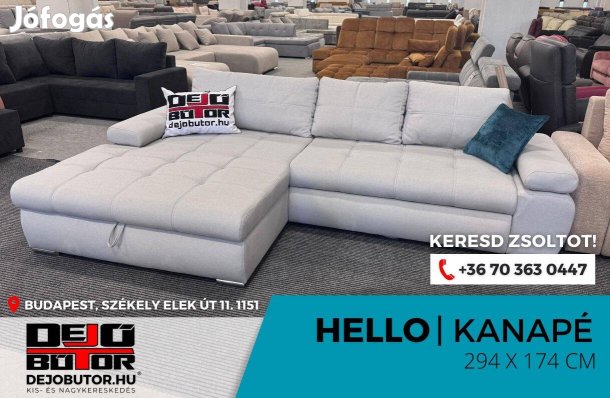 Hello grey szivacs + rugó kanapé ülőgarnitúra 294x174 cm
