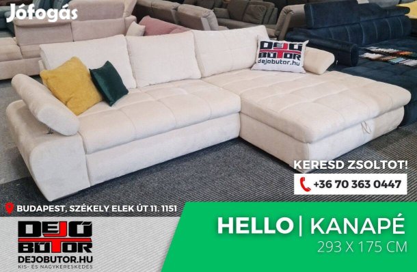 Hello kanapé ülőgarnitúra 293x175 cm sarok bútor fehér ágyazható