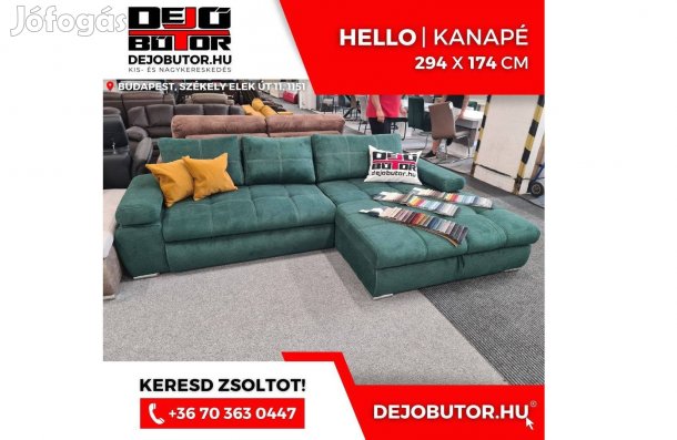 Hello kanapé ülőgarnitúra 293x175 cm sarok bútor olaj zöld ágyazható