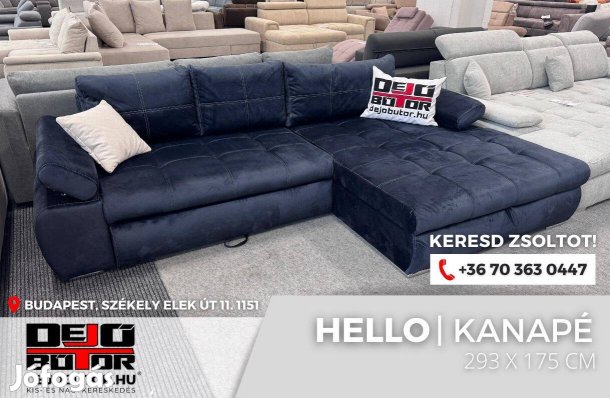 Hello rugós király kék sarok kanapé ülőgarnitúra 174x294 cm