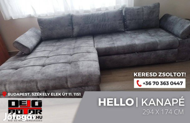 Hello sarok kanapé bútor ülőgarnitúra 294x174 cm ágyazható retró
