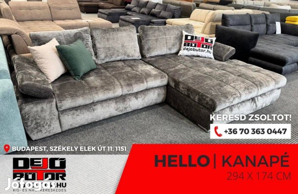 Hello sarok kanapé ülőgarnitúra 294x174 cm ágyazható zsenillia