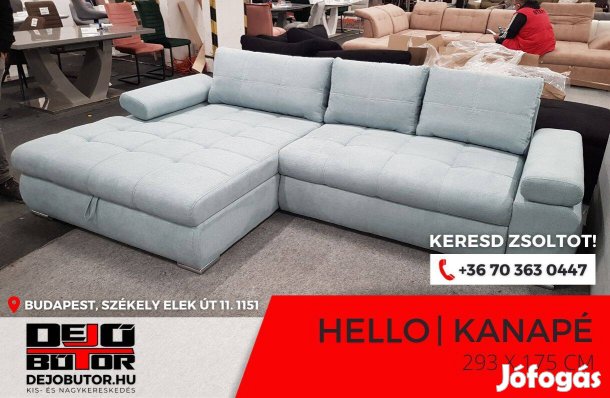 Hello sarok kanapé ülőgarnitúra 294x174 cm ice rugós ágyazható bútor