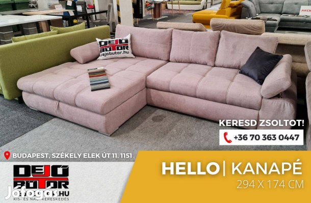 Hello sarok kanapé ülőgarnitúra bútor 294x174 cm rózsaszín