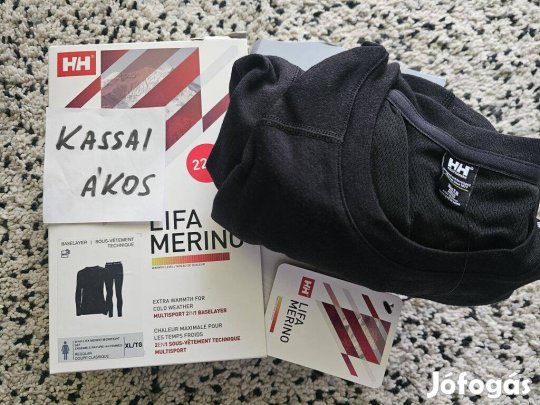 Helly Hansen Lifa Merino gyapjú fekete női XL-es aláöltöző szett. Új