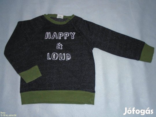 Hema szürke feliratos pulóver 12-18 hó (méret 86)