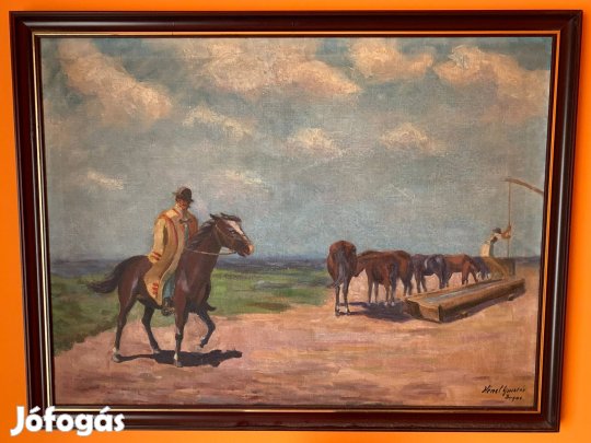 Hénel Gusztáv Bugac olajfestmény