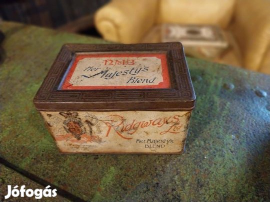 Her Majesty"s Blend fém teás doboz , régi pléh doboz, dekorációnak,gyü