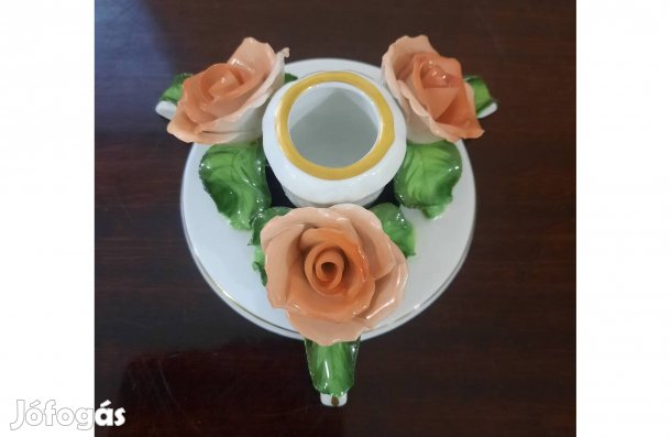 Herendi 3 rózsás porcelán gyertyatartó eladó! Hibátlan!