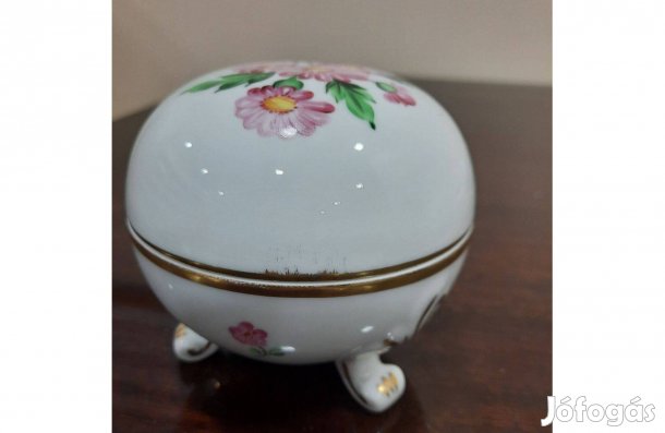 Herendi Map virágmintás porcelán 3 lábon álló bonbonier