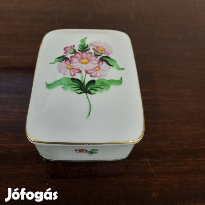 Herendi Map virágmintás porcelán doboz, bonbonier eladó!