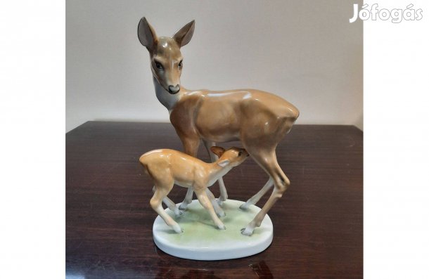 Herendi Őz, Őzike a gidájával porcelán figura eladó!
