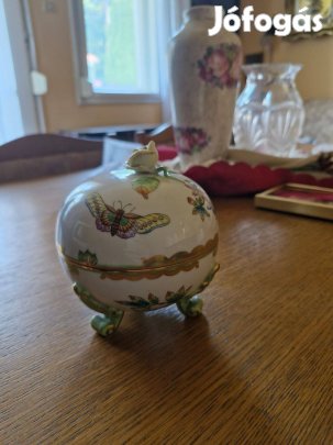 Herendi Porcelán Viktória Mintás Bonbonier Régiség