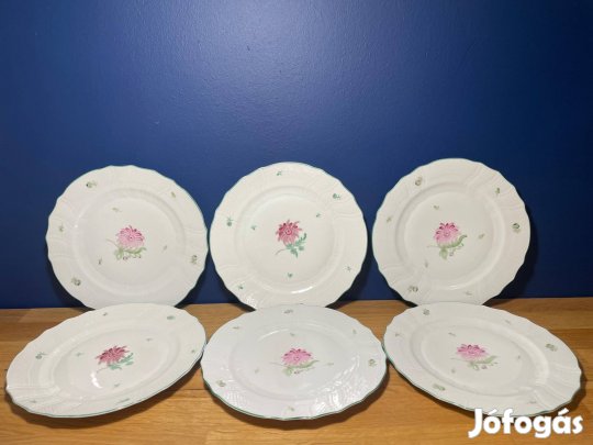 Herendi Tertia őszirózsa mintás 6 db rokályos lapostányér
