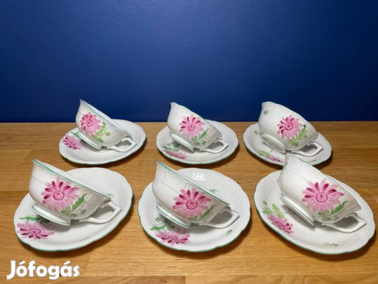 Herendi Tertia őszirózsa mintás 6 db teáscsésze+alj