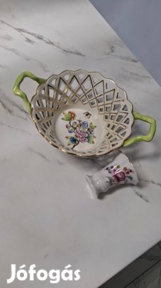 Herendi VBO kínáló kosár és mini váza együtt