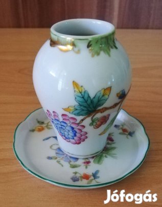 Herendi Viktória mintás aranyozott kis váza alátét tálkával
