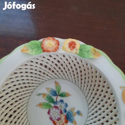 Herendi Viktória mintás porcelán fonott kosár, tál eladó 
