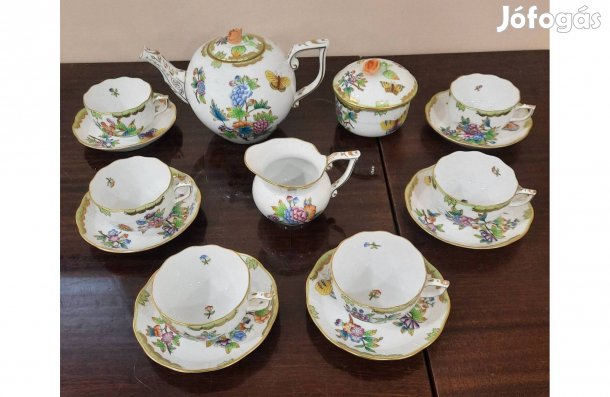 Herendi Viktória mintás porcelán teáskészlet, teás készlet VBO