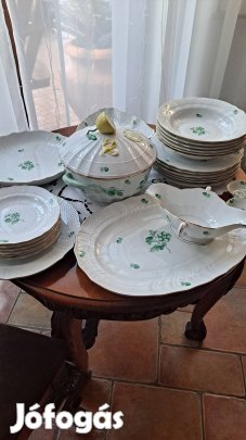 Herendi ZV zöld virág mintás étkészlet 