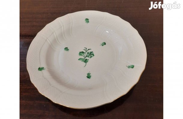 Herendi ZV zöld virágmintás porcelán fél mély tányér eladó!
