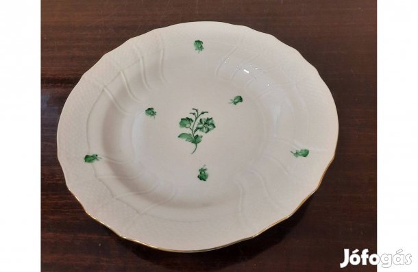 Herendi ZV zöld virágmintás porcelán félmély tányér eladó!