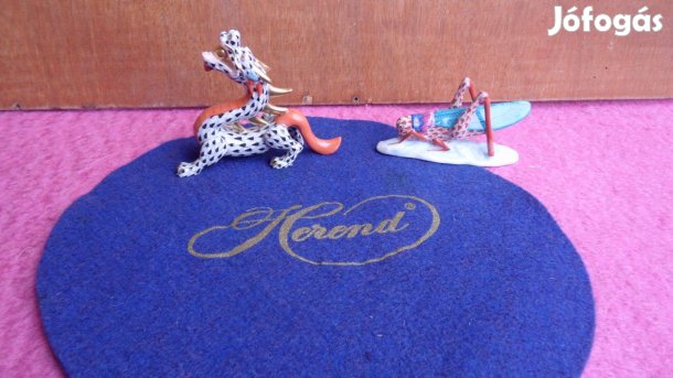 Herendi "madaras" színes nyúl, cica, új állapotú dísztárgy egyebek