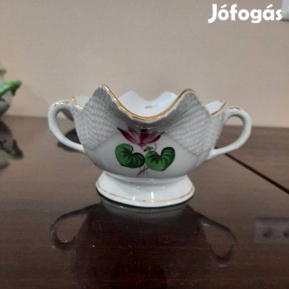 Herendi ciklámen virágmintás porcelán füles szószos kínáló tál eladó