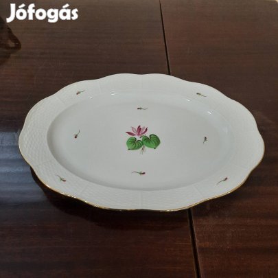 Herendi ciklámen virágmintás porcelán húsos, pecsenyés kínáló tál