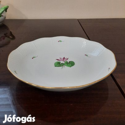 Herendi ciklámen virágmintás porcelán köretes mély kínáló tál eladó