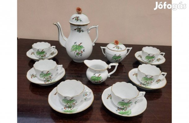 Herendi hecsedli, csipkebogyó mintás kávéskészlet, kávés készlet