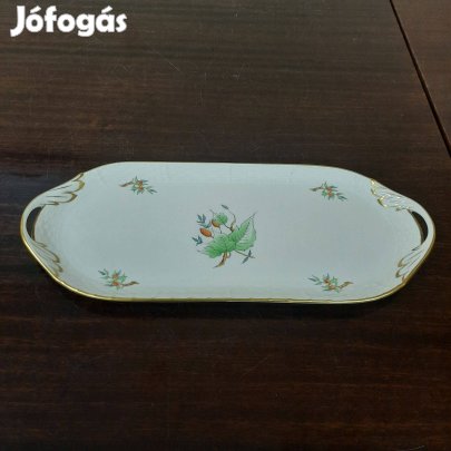 Herendi hecsedli, csipkebogyó mintás süteményes kínáló tál, tálca