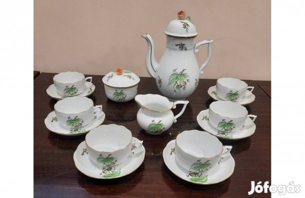 Herendi hecsedli, csipkebogyó mintás teáskészlet, teás készlet