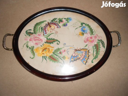 Herendi hímzésű mintás tálca