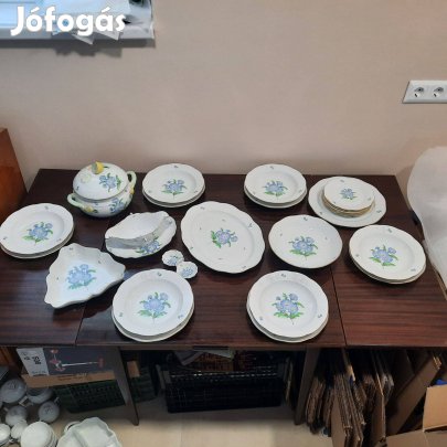 Herendi kék Map virágmintás porcelán étkészlet eladó!