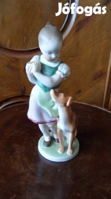 Herendi lány a vizsla kutyával I.o. kompozíció figura, egyebek