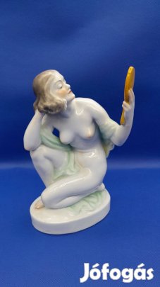Herendi nő tükörrel, javított porcelán, nem látszik
