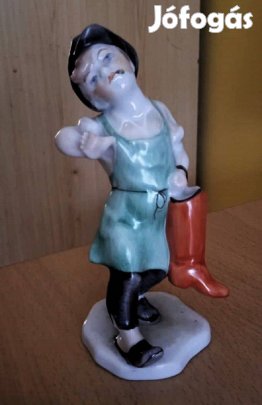 Herendi porcelán cipész inas, csizmadia fiú figura